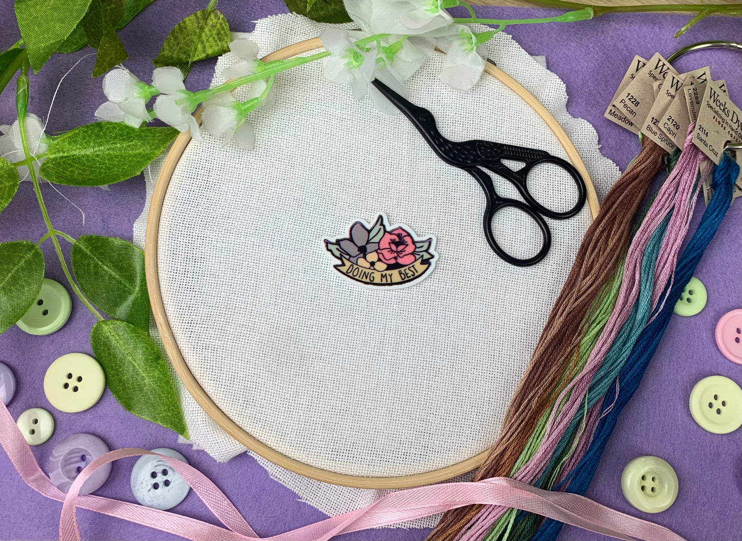 Positive Doing Best Needleminder Cross Stitch Needle Holder Embroidery