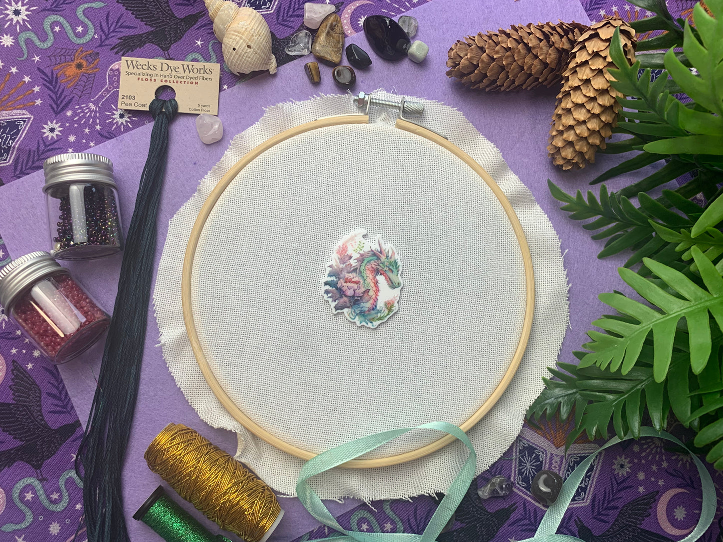Dragon Fantasy Needleminder Cross Stitch Needle Holder Embroidery Witchy